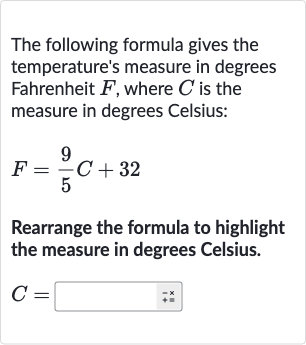 Solved The following formula gives the temperature s measure in deg